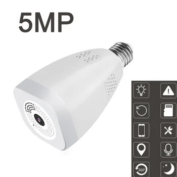360° Stopinj LED Žarnica 1080P Dva Načina Avdio Brezžični Panoramski Home Security Varnost WiFi CCTV Fisheye Žarnica Svetilka IP Kamere