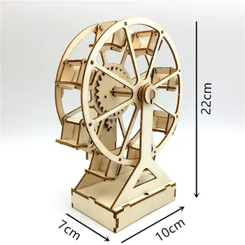 3D DIY Električna Plovila Ferris Wheel Puzzle Lesene Model Inženiring Gradbeni Sklopi Znanost Izobraževalne Igrače Za Otroke, Otroci