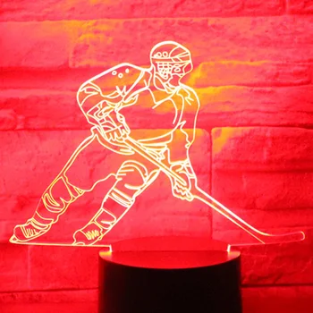 3D LED Noč Luč Play Hokejski s 7 Barv Svetlobe za Dom Dekoracija Žarnice Neverjetno Vizualizacija Optične Iluzije, Super