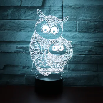 3D LED Svetloba Night Owl Otroka s 7 Barv Svetlobe za Dom Dekoracija Žarnice Neverjetno Vizualizacija Optične Iluzije, Super