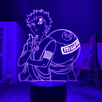 3D Lučka NARUTO Gaara Slika otroška Nočna lučka LED Japonski Anime Manga Baterije Svetilke Soba Dekor Anime Neon Znak Darilo Yeezy