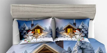 3D Posteljnina nabor Twin Polno Queen size postelja Rjuhe kritje set Darilo za dekleta in Fant Snjegović Božič