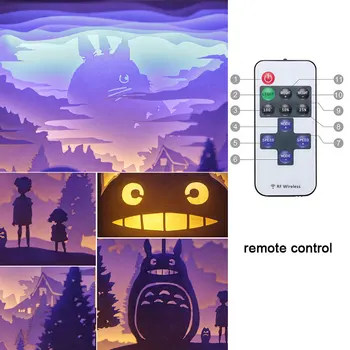 3D Totoro Slika LED Nočna Lučka za Otroke DIY Ročno izdelan Papir Kiparstvo LED Nočna Lučka USB Papercut Carving Luči Božič Darilo