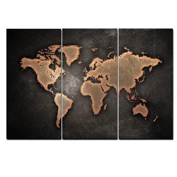 3Panel Tiskanje Velikih Letnik Zemljevidu Sveta Povzetek Oljna slika na Platnu Umetnosti Kavč Modularne Stene Sliko Za Dnevna Soba brez okvirja