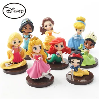 3pcs/set Disney Princesa sneguljčica Ariel Aurora Pepelka Jasmina Zamrznjene Ana Anime Številke PVC Otrok Dejanje Figma Igrače z Box