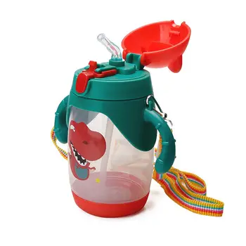 400 ml Baby Drinkware Dinozaver Vode Sippy Pokal Cartoon Hranjenje Skodelice z Slamic Neprepustne Steklenice Vode Prenosni Otrok Skodelice
