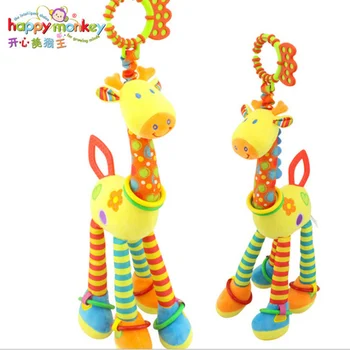 (46 cm)Plišastih Dojenčka Igrače Mehko Žirafa Živali Handbells Baby Razvoj Lep Newborn Baby Ropota Plišastih Voziček Posteljo Zvonovi Handbell
