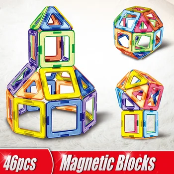 46pcs/Set Magnetnih Oblikovalec Magnet Bloki za Gradnjo Igrače Nastavite Modeliranje&Buillding Igrače Za Otroke, Otroci Darila