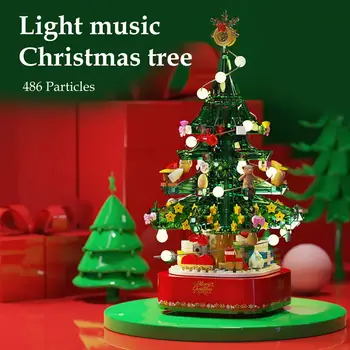 486pcs Bloacks 360 Stopinj Vrtljivo Music Box Montessori Zbrati Božično Drevo Luči Music Box Božični Okraski, Darila