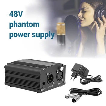 48V Fantomsko Napajanje Za BM 800 Kondenzatorskega Mikrofona, Studio za Snemanje Karaoke Dobavo Opreme EU Priključite Zvočni Adapter DC Napajanje