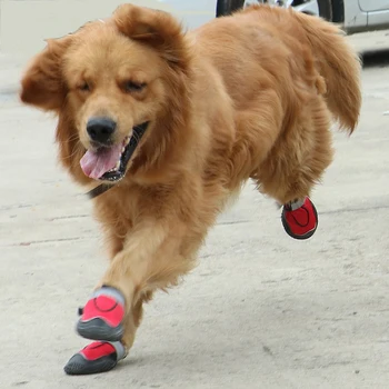 4PCS Rdeče Pes Čevlji Anti-slip mehko Odsevni Trakovi Štirje letni časi čevlji Primerni za majhne in velike pse Dihanje Neto čevlji