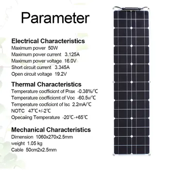 50 W 100W 16V 12V Ozko Obliko Monokristalne Celice Prilagodljiv Upogljivi Lahki Nepremočljiva Off-Grid Sončne elektrarne Plošča