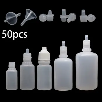 50pcs x 5ml-100 ml Plastične Kapalko Steklenice Prazne Stisljiv PE Oči, E Tekočine Sok, Olje Kapalko ponovno napolniti Posodo + Mini Tokovi.