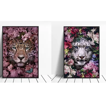 5D Diamond Slikarstvo Leopard lev, tiger jelena Cvet Diamond Vezenje Živali Darilo Ročno Doma Dekor Sliko Okrasnih Umetnosti