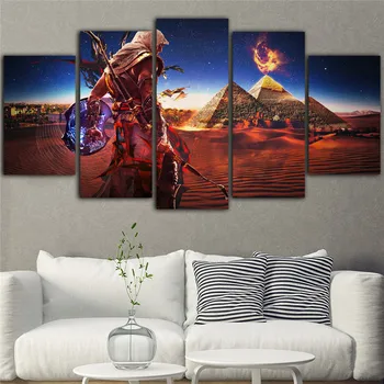 5Pieces Filmski Plakat Platno Wall Art Assassins Creed Slikarstvo Abstraktna Umetnost Sliko Igre, Plakati, Tiskanje Quadros Decoracao