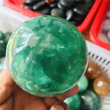 6 cm Naravno zeleno fluorite kristalno kroglo družino dekorativni žogo Halloween Božično darilo