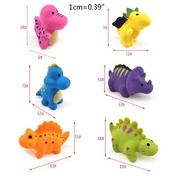 6 Kos Baby Kad Dinozaver Igrače Zabavno Kopel Igrača Srčkan Barvo Risanka Živali, Kopalnica Plavajoče Set