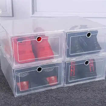 6Pcs Plastični Čevlji Primeru, da se Zgosti Prozoren Predal Primeru Plastičnih Čevelj Škatle Stackable Polje Čevelj Organizator Shoebox