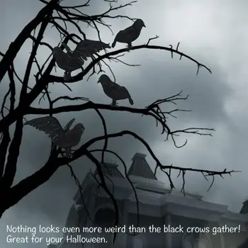 6PCS Vrane Halloween Dekoracijo Black Pernate Vrane Realne Vrana Halloween Dekoracijo Rekviziti Vrane Simulacije Vrana