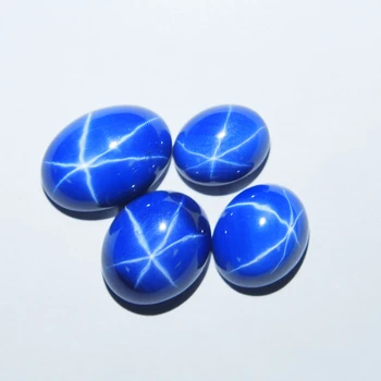 7.5 karati sapphire blue star 10*14 mm 2 Kos/veliko Ovalne Flatback Chrysoprase gemstone blue Star Ruby sapphire za obroča, zaradi česar