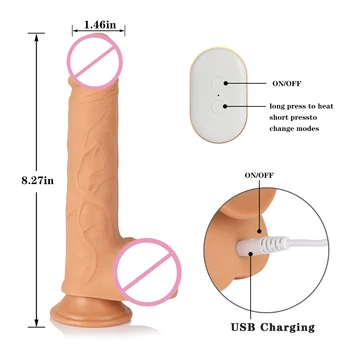 8 Palca Velik Realističen Dildo, Vibrator Inteligentno Ogrevanje Teleskopsko Simulacije Penis Vibrator Sex Igrače Za Masturbirajo Ženske