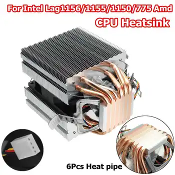 90 mm Toplotne Cevi 6 Heatpipe Namizni Računalnik CPU Hladilnik, Ventilator Nosilec Ultra Tiho Heatsink za Intel 1156/1155/1150/775