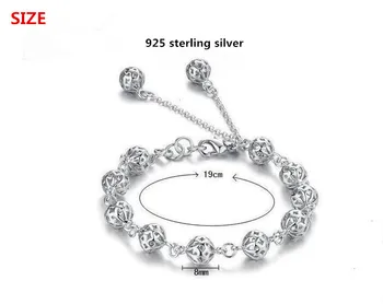925 sterling silver fashion votlih žogo ženske zapestnice, nakit, ženski darilo za rojstni dan padec ladijskega prometa zapestnica ne zbledi