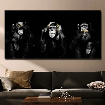 AAHH Velika Velikost Plakata Platno Slikarstvo Živali Wall Art Temno 3 Smešno Opica Plakat in Tiskanja za Dnevni Sobi Doma Dekor