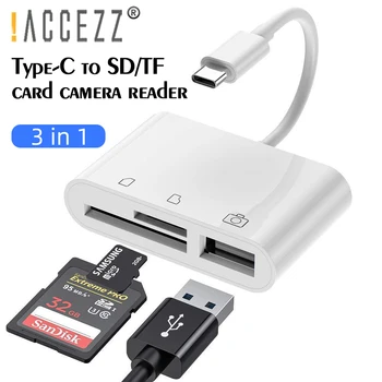 !ACCEZZ Tip C Kartic 3 v 1 OTG Za Miško, Tipkovnico, U Disk Miško TF/Mirco SD Adapter Smart Pomnilnik USB Card Reader