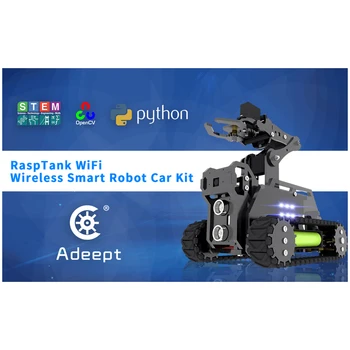 Adeept RaspTank WiFi Brezžično Smart Robot Komplet Tank 4-DOF Robotsko Roko Robota z OpenCV Sledenje cilju Video Prenos