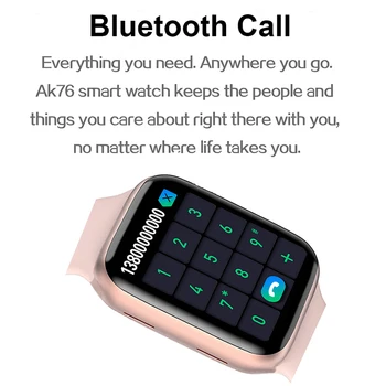 AK76 Bluetooth Klic Pametno Gledati Moški Ženske Merilnik Srčnega utripa, Krvnega Tlaka, Spremljanje Smartwatch po Meri Watch Face PK W26
