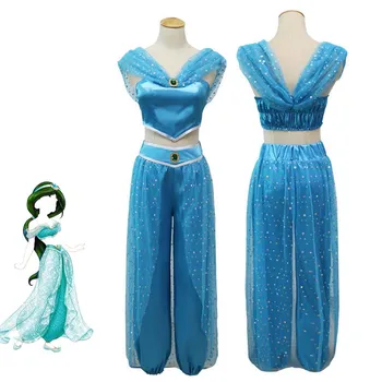 Aladdin Jasmina Cosplay Kostum za Odrasle Ženske, Dekleta Halloween Party Dress Jasmina Kostum Določa Otroci Princesa Jasmina fancy Kostum