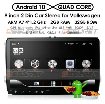 Android 10 avtoradio, Predvajalnik za VW GOLF 5 6 POLO, PASSAT B6 CC 2005-2013 TIGUAN TOURAN EOS SHARAN SCIROCCO CADDY GPS Navi 9
