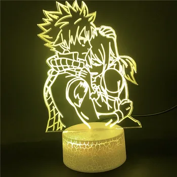 Anime 3d Svetlobe Fairy Tail Natsu Dragneel Erza Scarlet Objem LED Nočna Lučka Led USB je Baterija LED Dekorativna Namizna Luč Xmas Darila