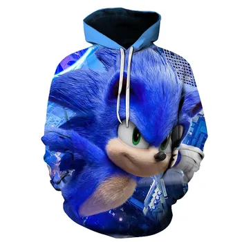 Anime Priljubljena Risanka 3D Sonic hedgehog Moški Puloverji s kapuco Pomlad Jesen Casual Moški Puloverji Jopice moška Majica s Kapuco