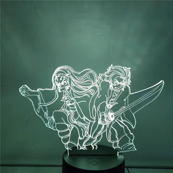 Anime Številke Demon Slayer Nezuko Tanjirou 3D Spreminjanje Nočne Luči LED Akcijskih Figur Kimetsu ne Yaiba Boj Lampara Lutka Igrača