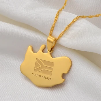 Anniyo Južna Afrika zemljevid obesek ogrlice nakita, zlata barva,Afrika države zemljevidi južnoafričani zemljevid #001921