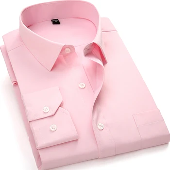 Aoliwen blagovne znamke moška Obleka Srajce Slim Fit Long Sleeve Majica 2020 Nove Priložnostne Gumb Elastična Formalno Srajce za Poslovni Človek 6XL