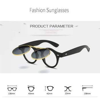 AOZE Kovinski Pokrovček, sončna Očala Moški Ženske blagovne Znamke Oblikovalec Retro Krog Steampunk Modna sončna očala gafas Oculos de Sol UV400