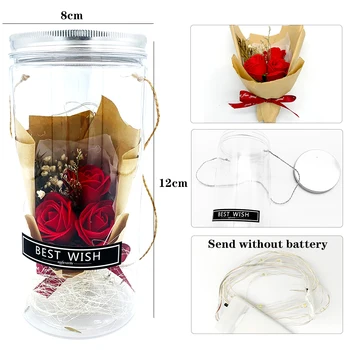 Aromaterapija Soapflower LED 18 cm valentinovo Poročno Dekoracijo, Darilo za Punco, Umetno Cvetje Mater Dan Rose Noel