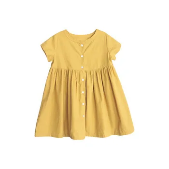 Baby Dekleta Priložnostne Obleko 2019 Poletje Otrok Obleke Princess Beloprsi Singl Kratek Rokav Obleka Bombaž 2 Barvi