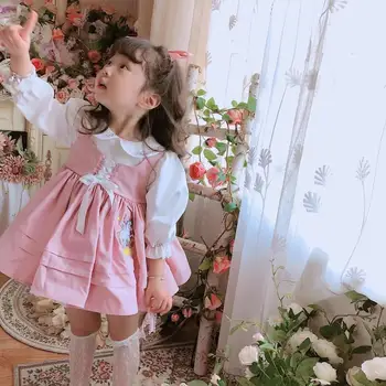 Baby Girl Jesen Pomlad Poletje Dolg Rokav Roza Unicon turške Vezenine Letnik Princesa Obleke Žogo Obleko za Dekle Rojstni dan Eid