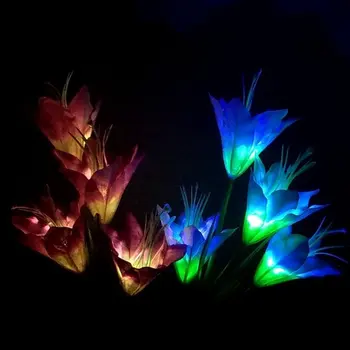 Barvite Sončne Lily Svetilka Led Umetna Luč Na Prostem Dekoracijo Vrtne Luči Plug Svetlobe Vrt Luč Bela + Vijolična