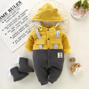 BibiCola Newborn Baby Toplo Igralne Obleke Za Malčke Baby Zimski Modni Zgostitev Jumpsuit Otroci Risanka Kombinezon Toddlers Izlet Oblačila
