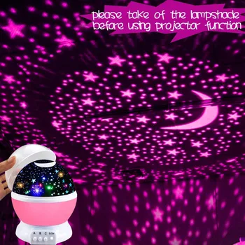 Božično Darilo LED Nočna Lučka Projektorjem Star Luna v Nebo Obračanje Spanja Romantično LED USB Projekcija Lučka Za Otroke, otroci Spalnica