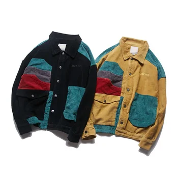 Brezplačna dostava za Moške Velvet Mozaik Suknjič Japonski High Street Mode Priložnostne Outwear moški, moški Plašč 2020 pomlad streewear