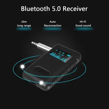 Brezžična tehnologija Bluetooth 5.0 Zvočna kartica LCD Zaslon 3.5 mm AUX RCA HIFI Stereo Glasbe Bluetooth Sprejemnik Za Zvočnikov za Avto, TELEVIZOR, Računalnik