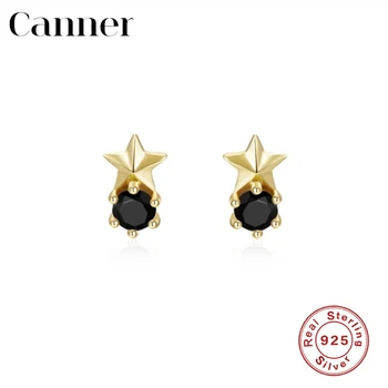 Canner 925 Sterling Srebrni Uhani Za Ženske Bling Geometrično Elegantna Star Cirkon Stud Earing Fine Nakit Piercing pendiente W4