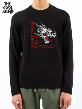 COOLMIND bombaž dolg rokav kul japonski zmaj moški majica s kratkimi rokavi priložnostne o-vratu svoboden moški tshirt jeseni t-shirt moški tee majice