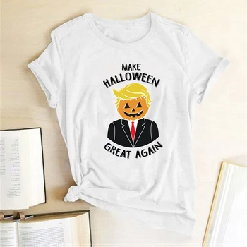 Da Halloween Velik Znova Natisnjeni T-majice Ženske Poletje Grafični Tees Ulične Modi T Shirt Smešno Kratek Rokav Dame Vrhovi